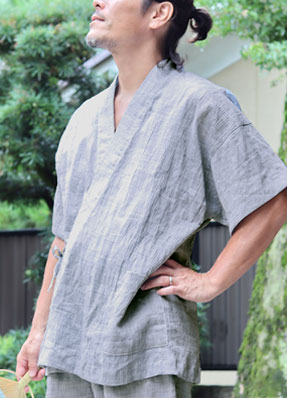 近江ちぢみ麻メンズ甚平